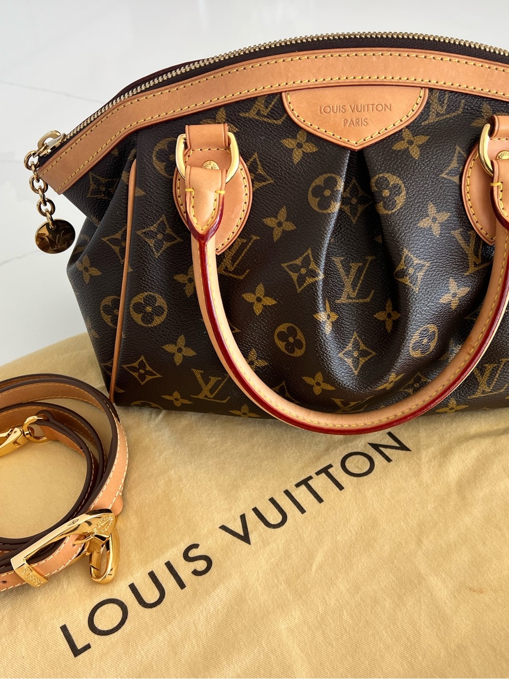 Louis Vuitton Monogram Canvas Top-Handle Satchel in Brown & Tan